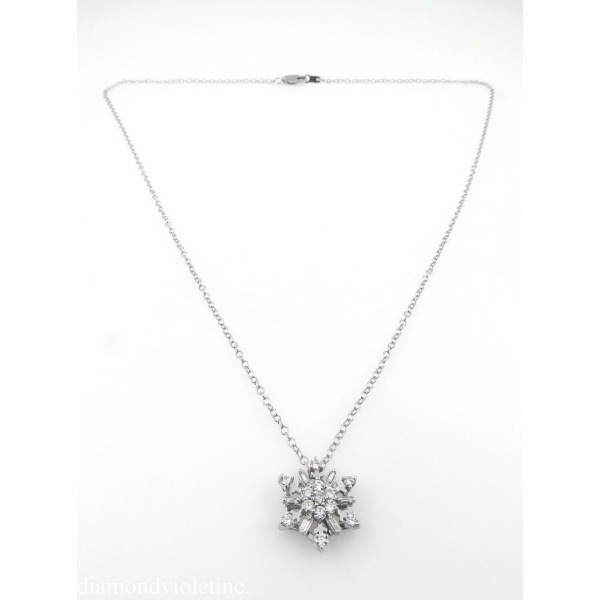 Diamond snowflake necklace on sale in 14k white gold